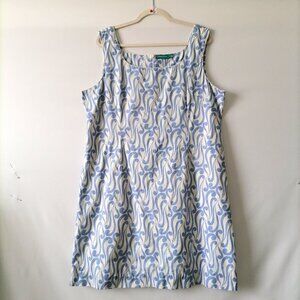 Needham Lane Womens Blue White Ethnic Print Sleeveless Short Shift Dress Size 14